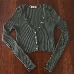 Glassons Ribbed Green Button-Up Top
